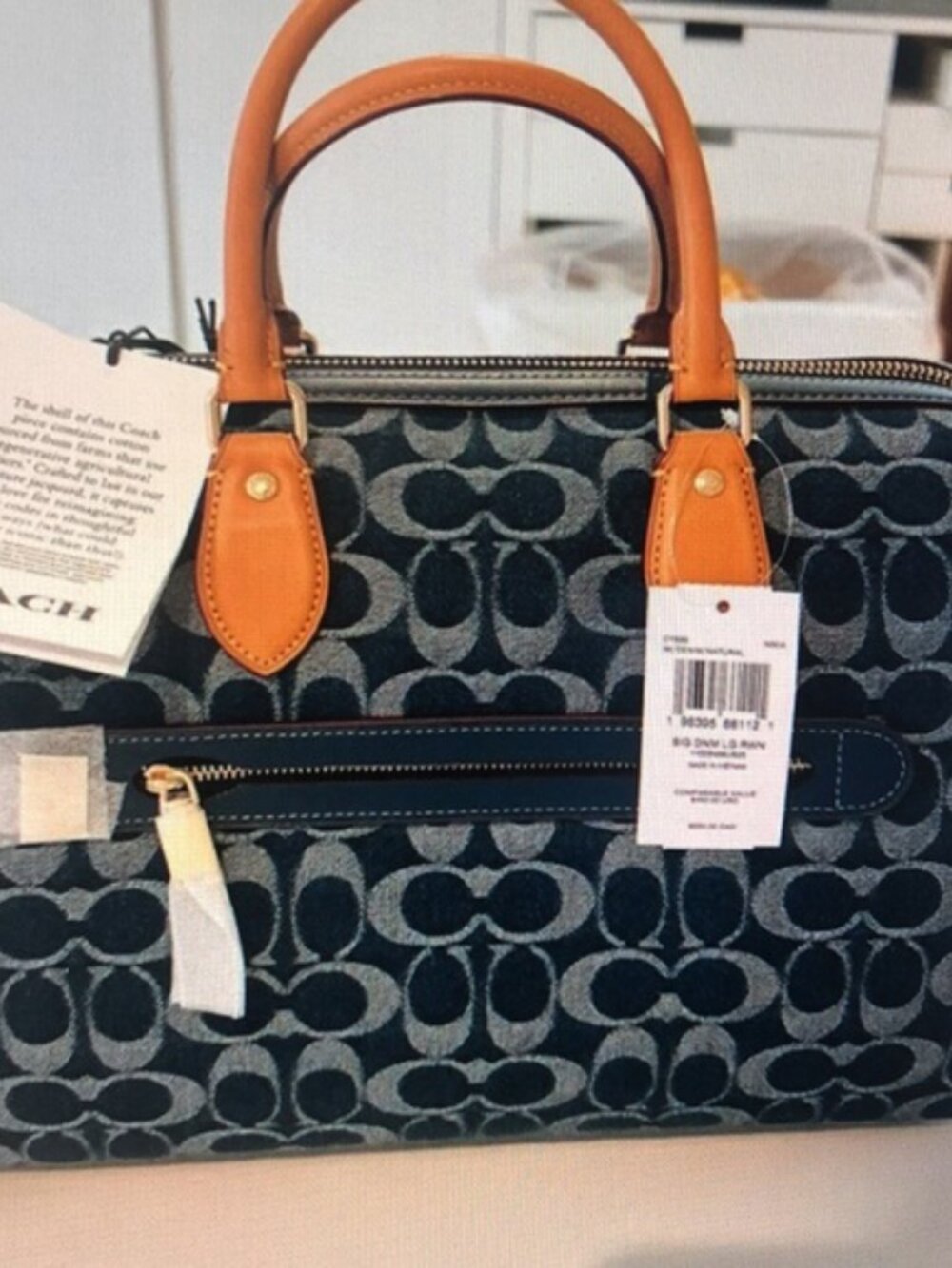 Coach Rowan Satchel Bag In Signature Denim Canvas NWT CY699 - Picture 2 of 6